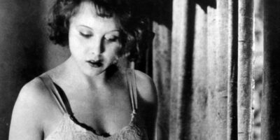 Anny Ondra in a black and white image from the film, Blackmail.