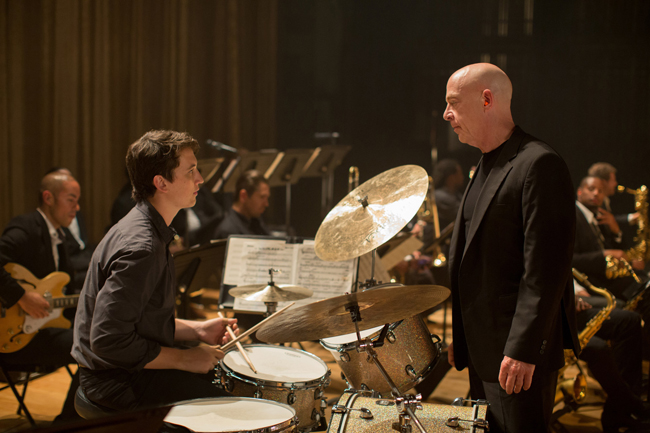 J. K. Simmons and Miles Teller in Whiplash (2014)