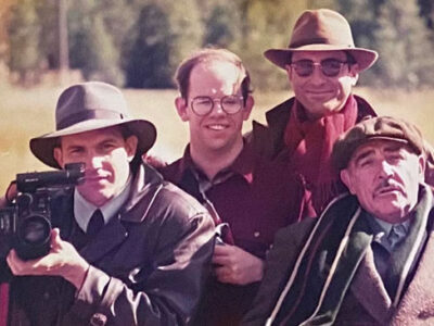 Andy Garcia, Sean Connery and Kevin Costner on the set of The Untouchables.