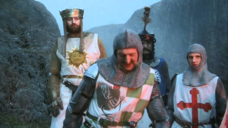 Monty Python and the Holy Grail - Bridge of Death scene with Eric Idle, Graham Chapman and Michael Palin.
