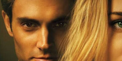 An AI-generated image of a man standing behind a woman, their faces in close-up.