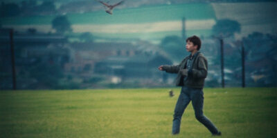 David Bradley working with the kestrel in Kes against the industrial backdrop of Yorkshire.