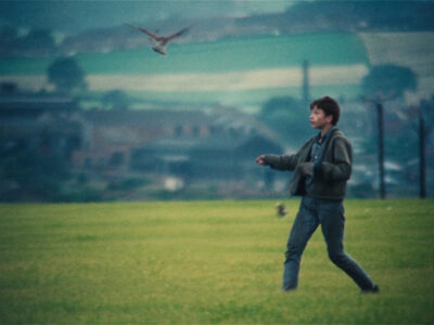 David Bradley working with the kestrel in Kes against the industrial backdrop of Yorkshire.