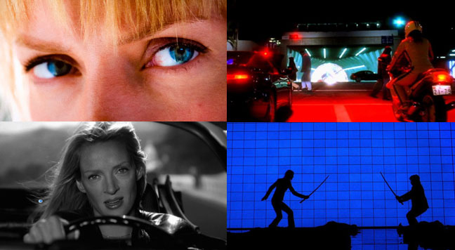 Quentin Tarantino's Kill Bill Vol 1 and Vol 2 - cinematography by Robert Richardson (featuring Uma Thurman)