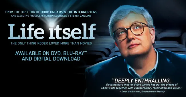 Roger Ebert pictured on the poster of Life Itself (2014) 