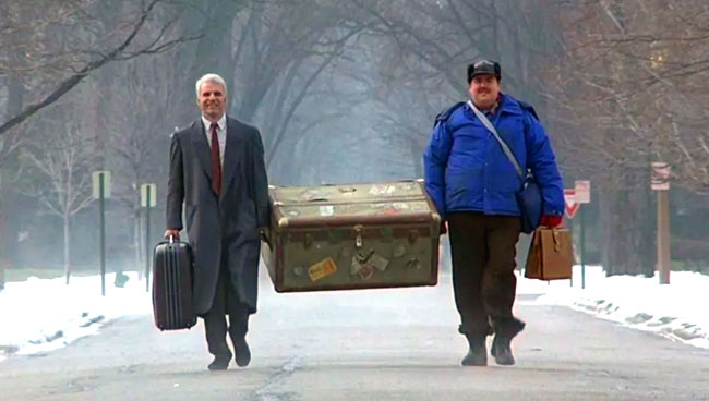 Steve Martin and John Candy in Planes, Trains and Automobiles. 