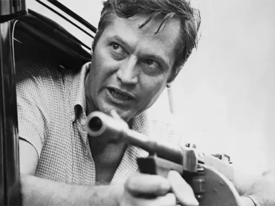 Roger Corman on set