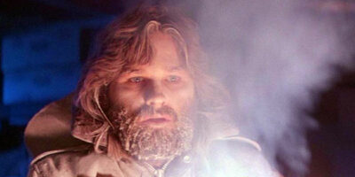 Kurt Russell with a frozen beard in the film, The Thing